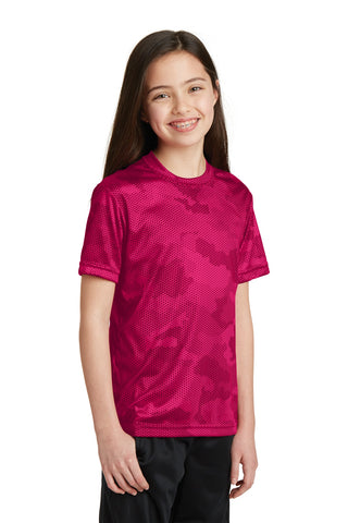 Sport-Tek Youth CamoHex Tee (Pink Raspberry)