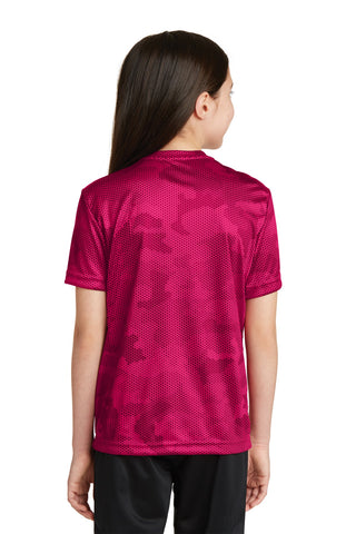 Sport-Tek Youth CamoHex Tee (Pink Raspberry)