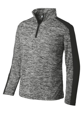 Sport-Tek Youth PosiCharge Electric Heather Colorblock 1/4-Zip Pullover (Black Electric/ Black)