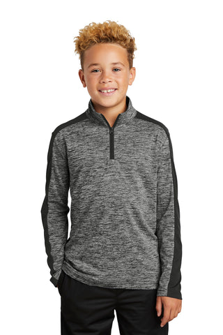 Sport-Tek Youth PosiCharge Electric Heather Colorblock 1/4-Zip Pullover (Black Electric/ Black)