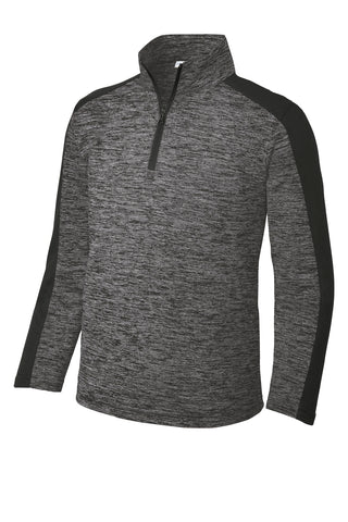 Sport-Tek Youth PosiCharge Electric Heather Colorblock 1/4-Zip Pullover (Grey-Black Electric/ Black)