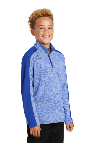 Sport-Tek Youth PosiCharge Electric Heather Colorblock 1/4-Zip Pullover (True Royal Electric/ True Royal)