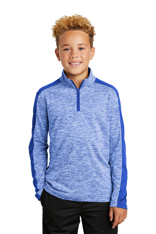 Sport-Tek Youth PosiCharge Electric Heather Colorblock 1/4-Zip Pullover (True Royal Electric/ True Royal)