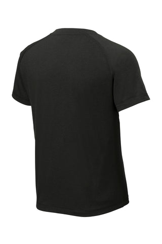 Sport-Tek Youth PosiCharge Tri-Blend Wicking Raglan Tee (Black Triad Solid)