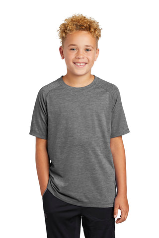 Sport-Tek Youth PosiCharge Tri-Blend Wicking Raglan Tee (Dark Grey Heather)