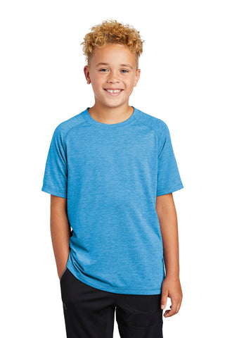 Sport-Tek Youth PosiCharge Tri-Blend Wicking Raglan Tee (Pond Blue Heather)