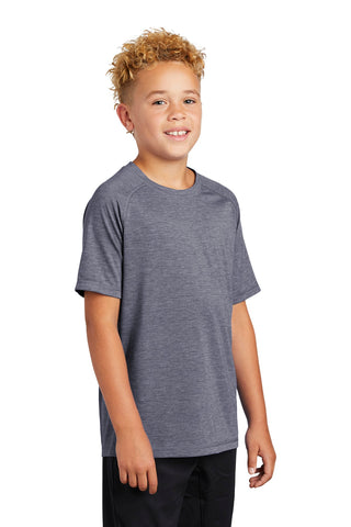 Sport-Tek Youth PosiCharge Tri-Blend Wicking Raglan Tee (True Navy Heather)