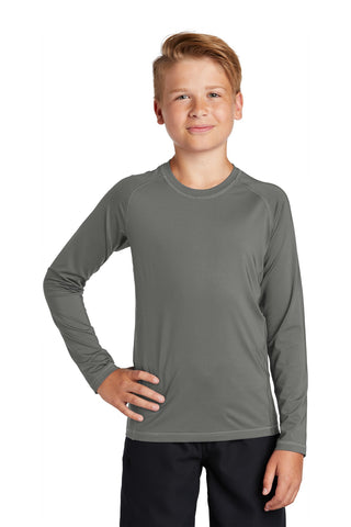 Sport-Tek Youth Long Sleeve Rashguard Tee (Dark Smoke Grey)