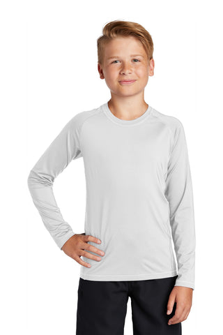 Sport-Tek Youth Long Sleeve Rashguard Tee (White)