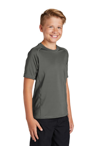 Sport-Tek Youth Rashguard Tee (Dark Smoke Grey)