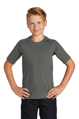 Sport-Tek Youth Rashguard Tee (Dark Smoke Grey)