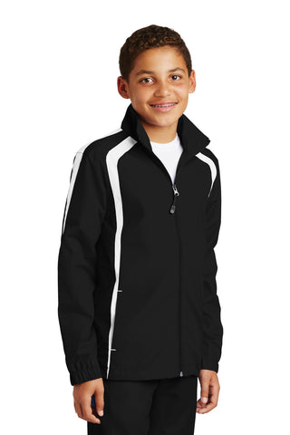 Sport-Tek Youth Colorblock Raglan Jacket (Black/ White)