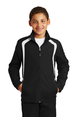 Sport-Tek Youth Colorblock Raglan Jacket (Black/ White)