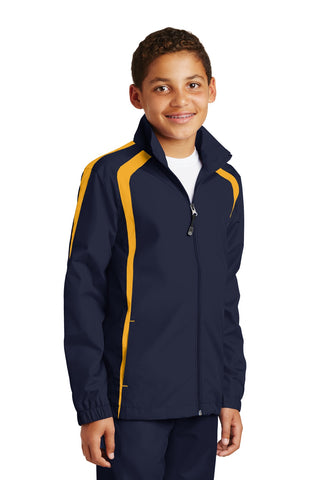 Sport-Tek Youth Colorblock Raglan Jacket (True Navy/ Gold)