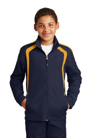 Sport-Tek Youth Colorblock Raglan Jacket (True Navy/ Gold)