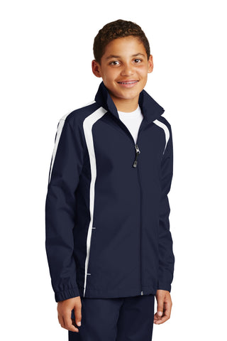 Sport-Tek Youth Colorblock Raglan Jacket (True Navy/ White)