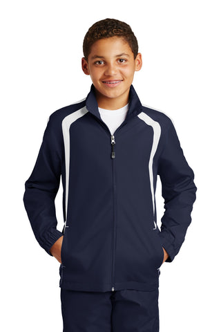 Sport-Tek Youth Colorblock Raglan Jacket (True Navy/ White)