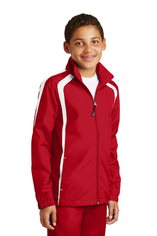 Sport-Tek Youth Colorblock Raglan Jacket (True Red/ White)