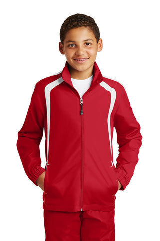 Sport-Tek Youth Colorblock Raglan Jacket (True Red/ White)