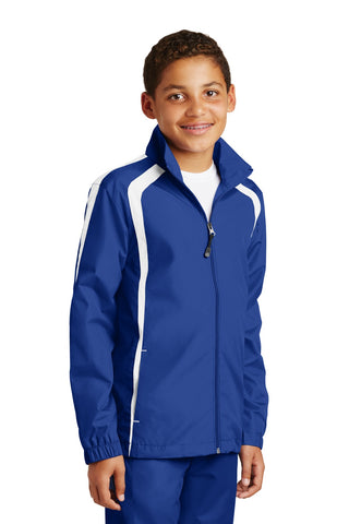 Sport-Tek Youth Colorblock Raglan Jacket (True Royal/ White)