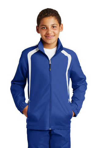 Sport-Tek Youth Colorblock Raglan Jacket (True Royal/ White)