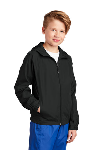 Sport-Tek Youth Hooded Raglan Jacket (Black)