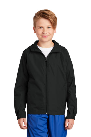 Sport-Tek Youth Hooded Raglan Jacket (Black)