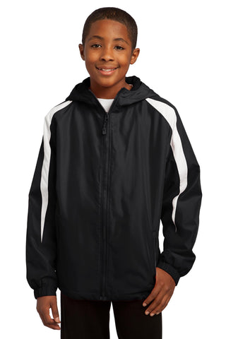 Sport-Tek Youth Fleece-Lined Colorblock Jacket (Black/ White)