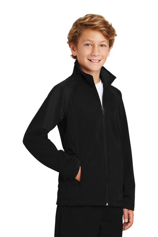 Sport-Tek Youth Tricot Track Jacket (Black/ Black)