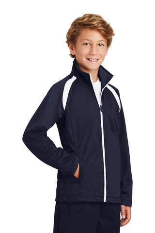 Sport-Tek Youth Tricot Track Jacket (True Navy/ White)