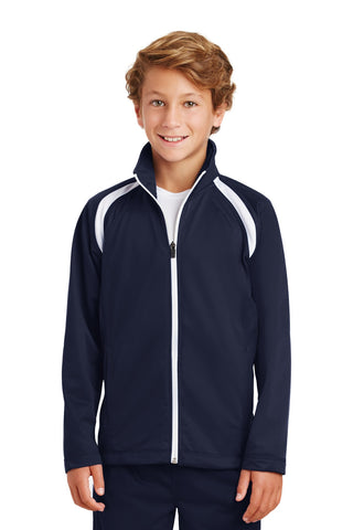 Sport-Tek Youth Tricot Track Jacket (True Navy/ White)