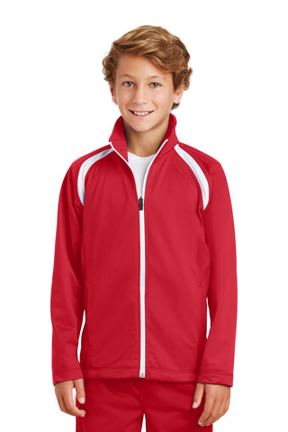 Sport-Tek Youth Tricot Track Jacket (True Red/ White)