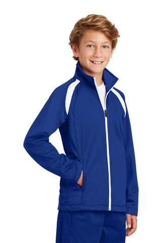 Sport-Tek Youth Tricot Track Jacket (True Royal/ White)