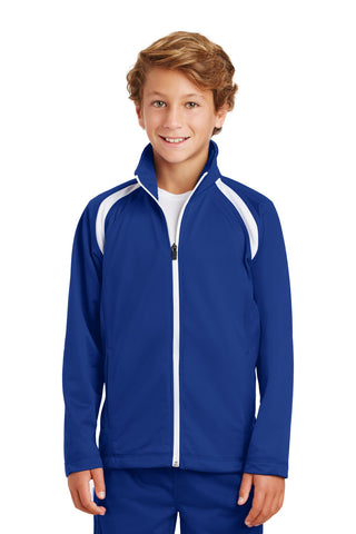 Sport-Tek Youth Tricot Track Jacket (True Royal/ White)