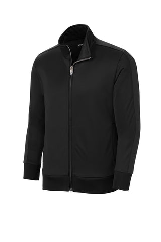 Sport-Tek Youth Tricot Sleeve Stripe Track Jacket (Black/ Black)