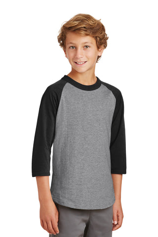 Sport-Tek Youth Colorblock Raglan Jersey (Heather Grey/ Black)