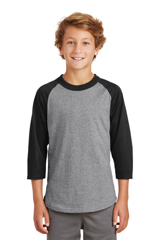 Sport-Tek Youth Colorblock Raglan Jersey (Heather Grey/ Black)