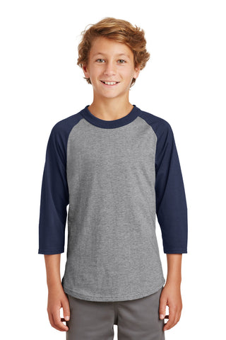 Sport-Tek Youth Colorblock Raglan Jersey (Heather Grey/ Navy)