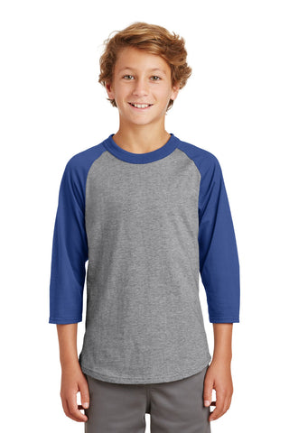 Sport-Tek Youth Colorblock Raglan Jersey (Heather Grey/ Royal)