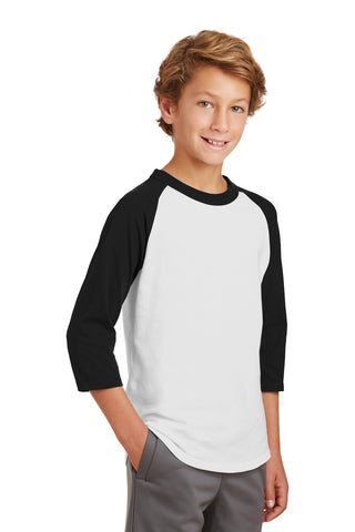 Sport-Tek Youth Colorblock Raglan Jersey (White/ Black)