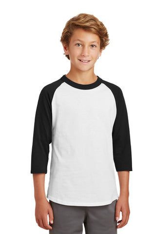 Sport-Tek Youth Colorblock Raglan Jersey (White/ Black)