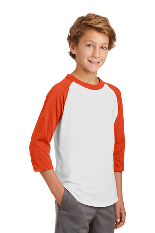 Sport-Tek Youth Colorblock Raglan Jersey (White/ Deep Orange)