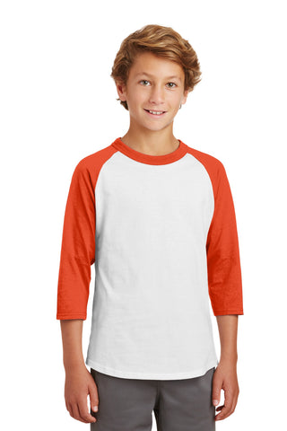 Sport-Tek Youth Colorblock Raglan Jersey (White/ Deep Orange)