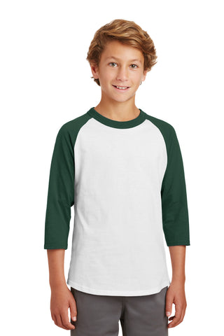 Sport-Tek Youth Colorblock Raglan Jersey (White/ Forest)