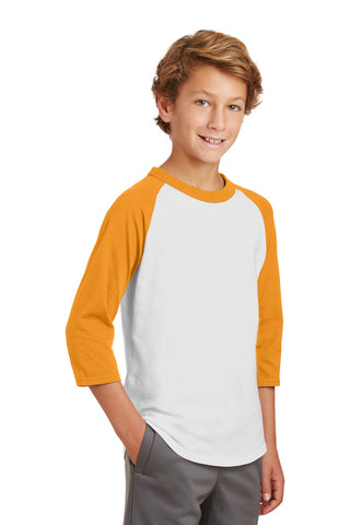 Sport-Tek Youth Colorblock Raglan Jersey (White/ Gold)