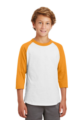 Sport-Tek Youth Colorblock Raglan Jersey (White/ Gold)