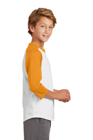 Sport-Tek Youth Colorblock Raglan Jersey (White/ Gold)