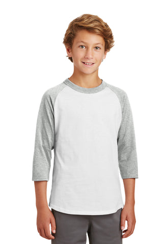 Sport-Tek Youth Colorblock Raglan Jersey (White/ Heather Grey)