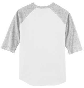 Sport-Tek Youth Colorblock Raglan Jersey (White/ Heather Grey)