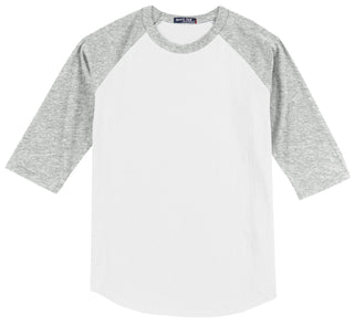 Sport-Tek Youth Colorblock Raglan Jersey (White/ Heather Grey)